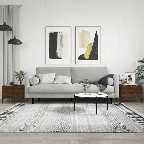 vidaXL Tables basses 2 pcs ch&ecirc;ne marron 50x50x40 cm bois d'ing&eacute;nierie