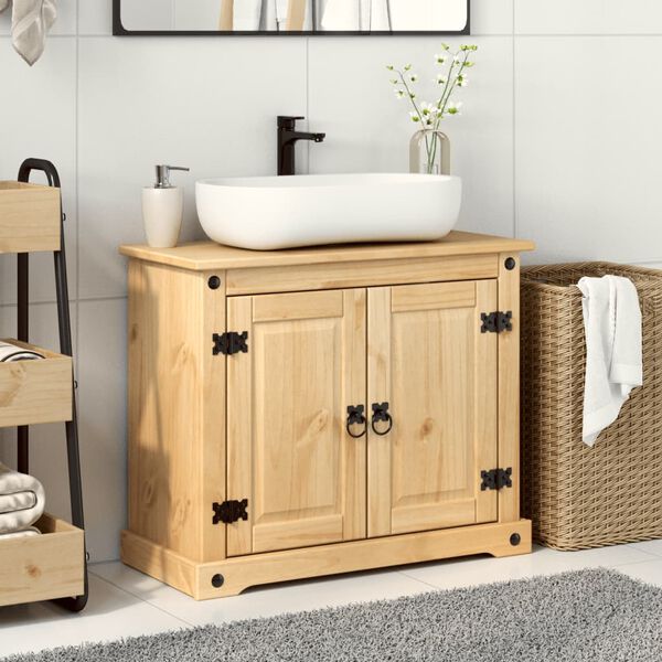 vidaXL Armoire lavabo de salle de bain Corona bois de pin massif
