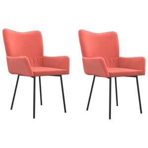 vidaXL Chaises &agrave; manger lot de 2 Rose Velours