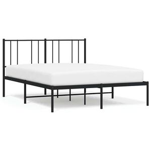 vidaXL Cadre de lit m&eacute;tal sans matelas avec t&ecirc;te de lit noir 140x190cm