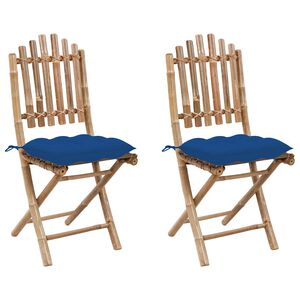 vidaXL Chaises pliantes (lot de 2) avec coussins en bambou