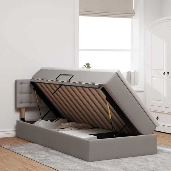 vidaXL Lit avec rangement et matelas avec matelas Taupe 90 x 200 cm