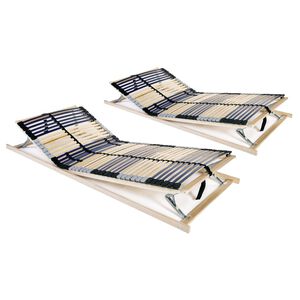 vidaXL Sommiers &agrave; lattes sans matelas 2 pcs avec 42 lattes 90x200 cm