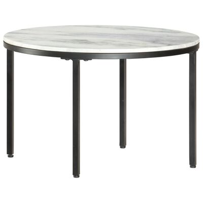 vidaXL Table basse Blanc et noir Ø65 cm Marbre solide véritable