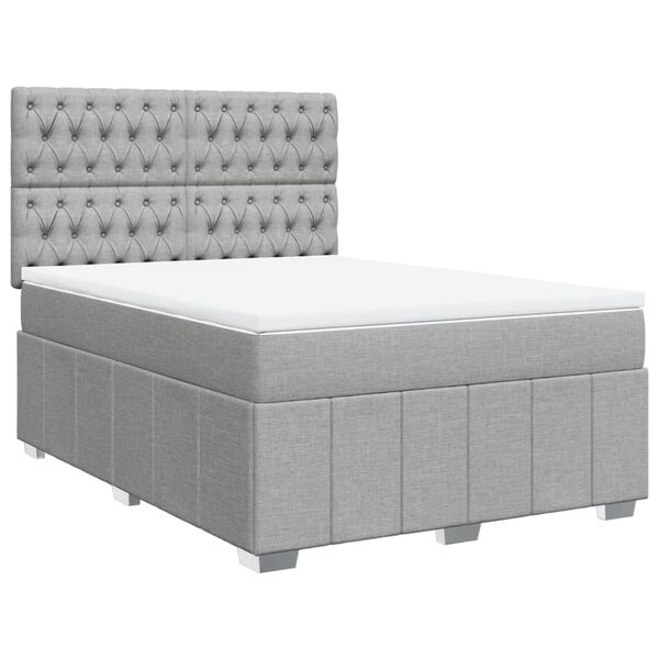 vidaXL Sommier &agrave; lattes de lit avec matelas Gris clair 160x200cm Tissu
