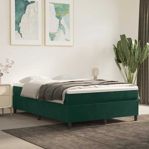 vidaXL Cadre de lit vert fonc&eacute; 140x200 cm velours