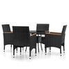 vidaXL Ensemble &agrave; manger de jardin 5 pcs R&eacute;sine tress&eacute;e Noir