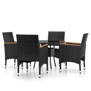 vidaXL Ensemble &agrave; manger de jardin 5 pcs R&eacute;sine tress&eacute;e Noir