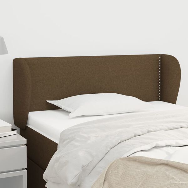 vidaXL T&ecirc;te de lit avec oreilles Marron fonc&eacute; 93x23x78/88 cm Tissu
