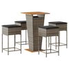 vidaXL Ensemble de bar de jardin 5 pcs avec coussins gris poly rotin