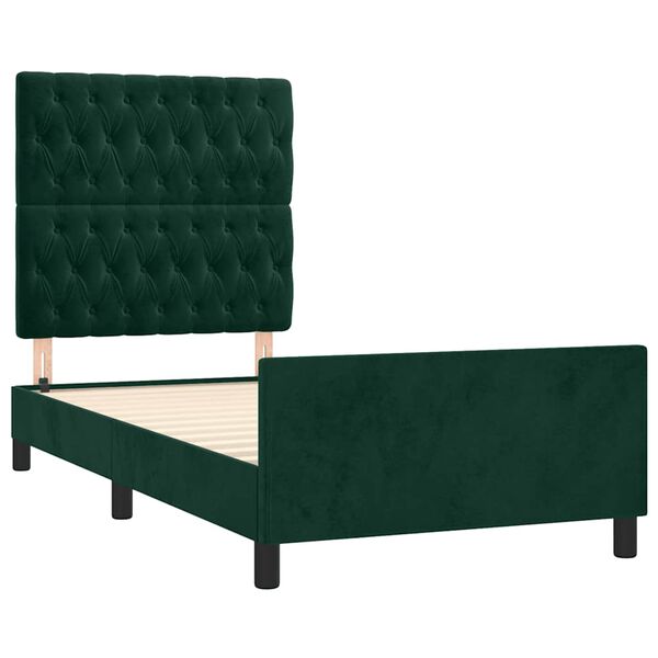 vidaXL Cadre de lit sans matelas vert fonc&eacute; 100x200 cm velours