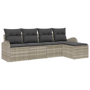 vidaXL Ensemble de Canap&eacute;s avec coussin 5 pcs Gris clair polyrotin