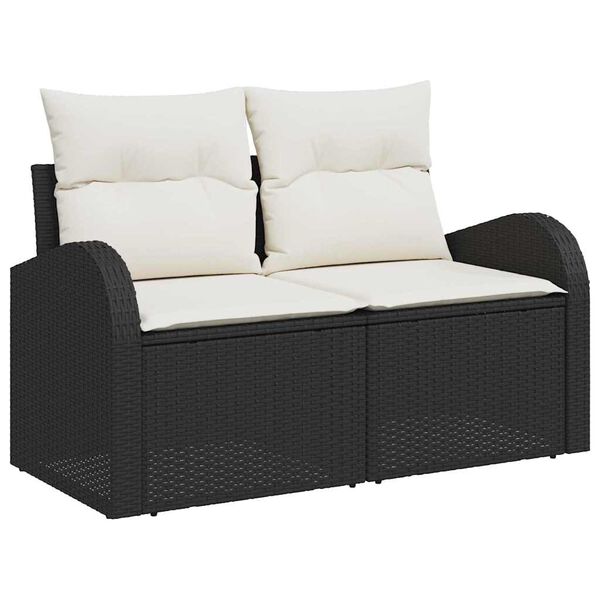 vidaXL Ensemble de canap&eacute; de jardin 9 pcs Noir Poly Rattan