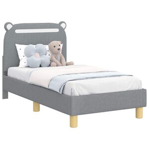 vidaXL Cadre de lit pour tout-petit avec t&ecirc;te de lit Gris clair Tissu