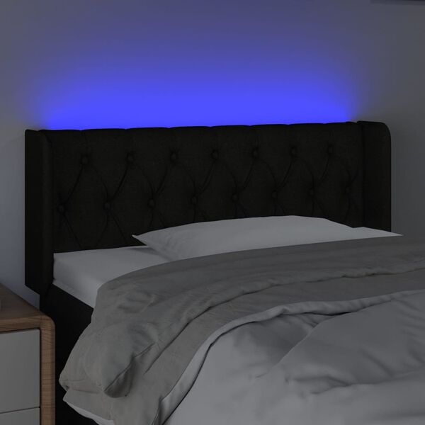vidaXL T&ecirc;te de lit &agrave; LED Noir 103x16x78/88 cm Tissu
