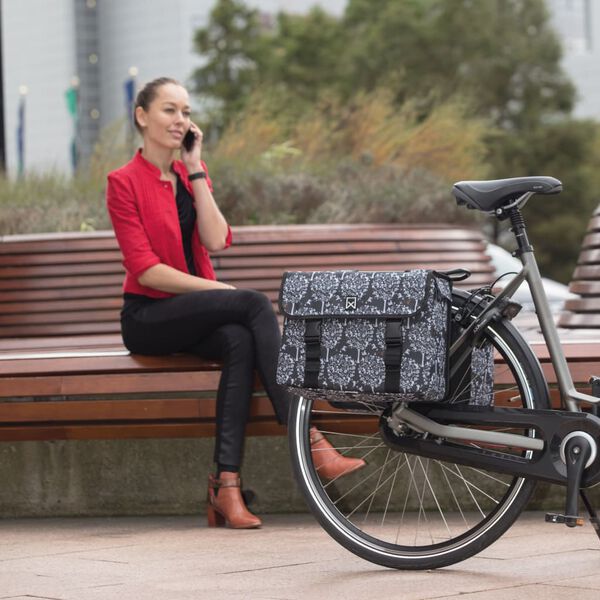 Willex Sacoches de v&eacute;lo 36 L Arbres fantastiques Noir et marron 13961