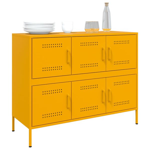vidaXL Buffet jaune moutarde 100,5x39x79 cm acier