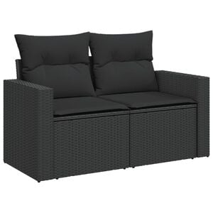 vidaXL Canap&eacute; de jardin avec coussins 2 places en polyrotin noir