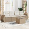 vidaXL Salon de jardin avec coussins 5 pcs beige r&eacute;sine tress&eacute;e