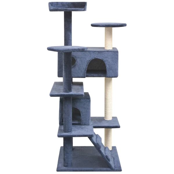 vidaXL Arbre &agrave; chat avec griffoirs en sisal 125 cm Bleu fonc&eacute;