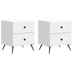 vidaXL Cabinet de chevet avec tiroir 2 pcs Blanc 43 x 34,5 x 47,5 cm