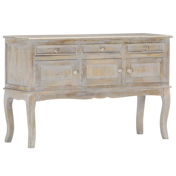 vidaXL Buffet Gris 110x35x75 cm Bois massif de manguier