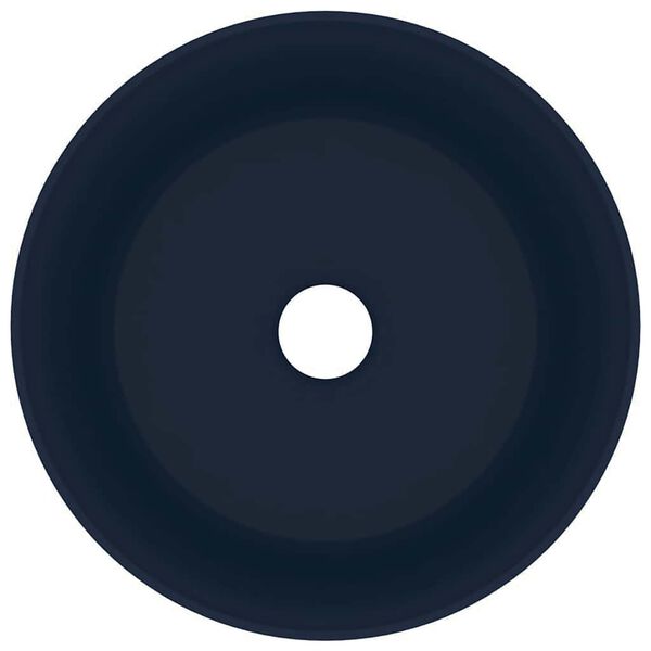 vidaXL Lavabo rond de luxe Bleu fonc&eacute; mat 40x15 cm C&eacute;ramique