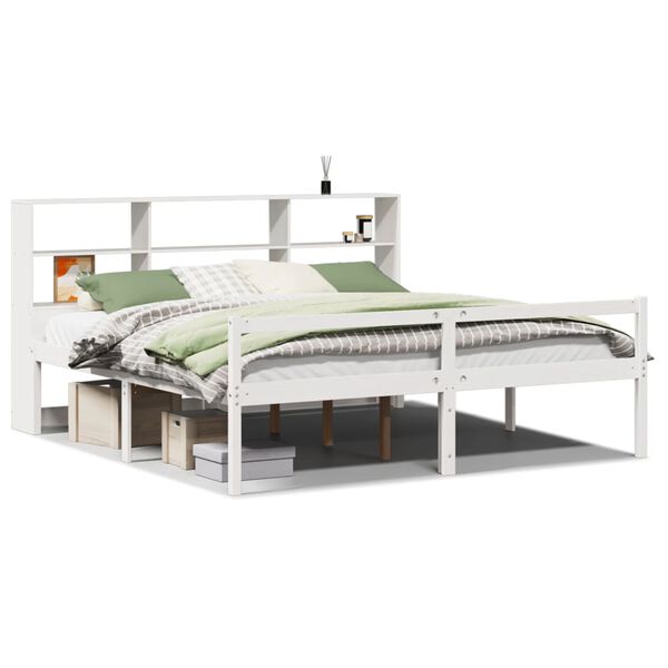 vidaXL Lit biblioth&egrave;que sans matelas blanc 180x200 cm bois pin massif