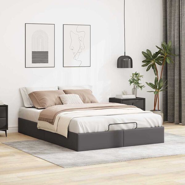 vidaXL Cadre de lit ottoman sans matelas gris 140x200 cm similicuir