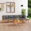 vidaXL Salon de jardin 6 pcs avec coussins gris Bois de teck solide