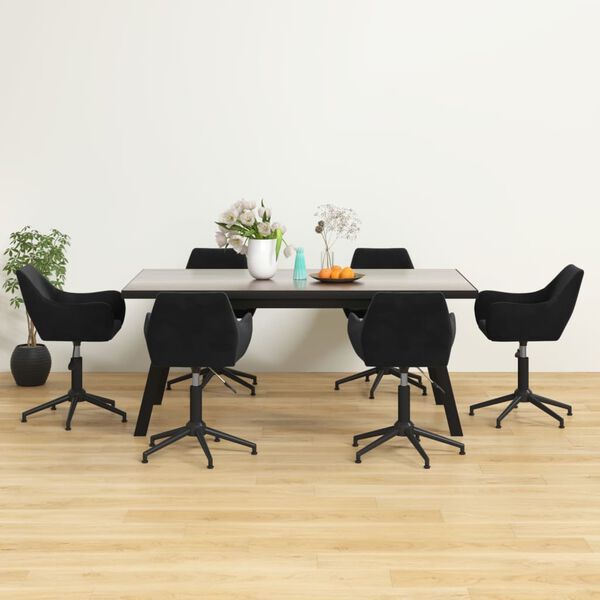 vidaXL Chaises pivotantes &agrave; manger lot de 6 noir velours