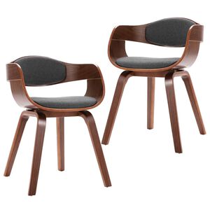 vidaXL Chaises &agrave; manger lot de 2 bois courb&eacute; et tissu gris