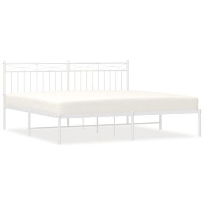 vidaXL Cadre de lit métal sans matelas et tête de lit blanc 183x213 cm