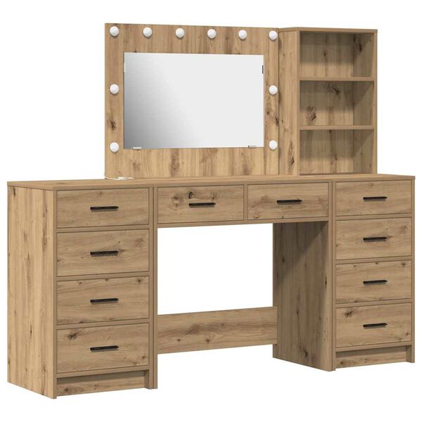 vidaXL Table de Toilette 3 pcs Ch&ecirc;ne artisanal Bois d'ing&eacute;nierie