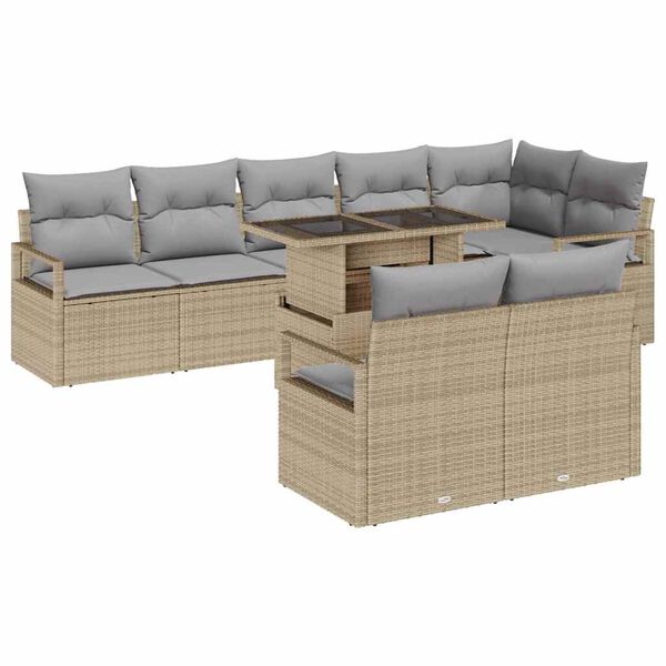 vidaXL Ensemble de canap&eacute; de jardin 9 pcs beige et gris clair