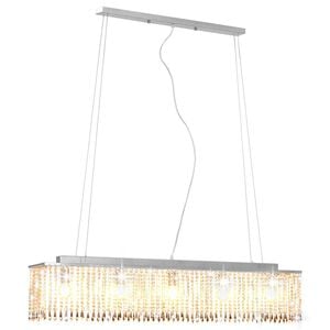 vidaXL Plafonnier avec perles de cristal Argent&eacute; 104 cm E14