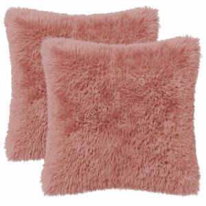 vidaXL Housse de coussin 2 pcs HEERLEN Rose 30 x 30 cm Fleece PV