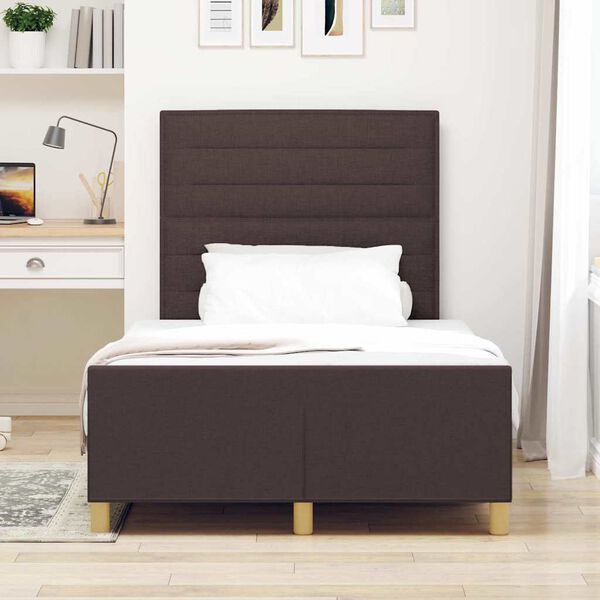 vidaXL Cadre de lit avec t&ecirc;te de lit Marron fonc&eacute; 120 x 190 cm tissu