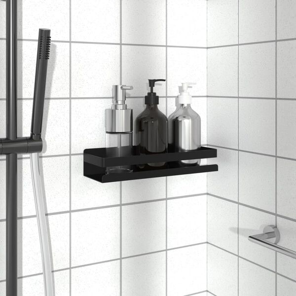 vidaXL &Eacute;tag&egrave;re de douche noir mat acier inoxydable 304 bross&eacute;