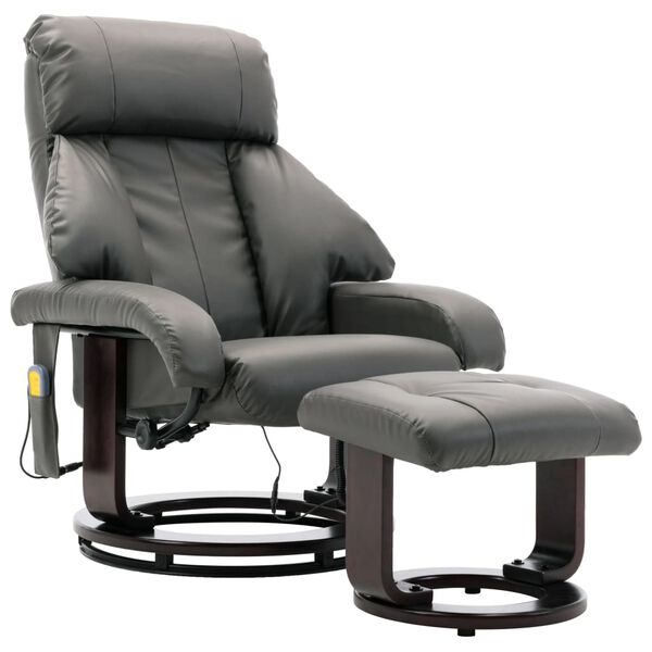 vidaXL Fauteuil de massage TV inclinable gris similicuir