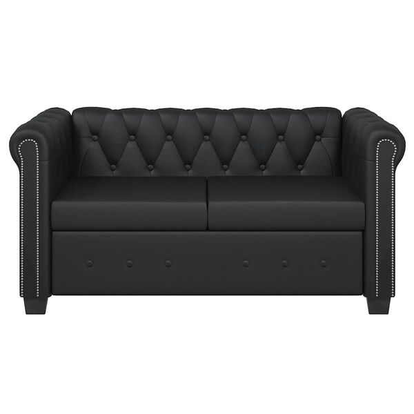 vidaXL Canap&eacute; Chesterfield &agrave; 2 places cuir synth&eacute;tique noir