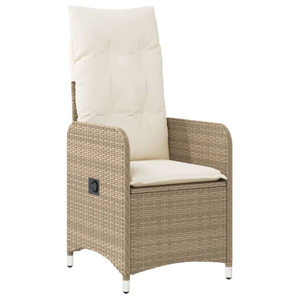 vidaXL Chaise inclinable de jardin avec coussins beige r&eacute;sine tress&eacute;e