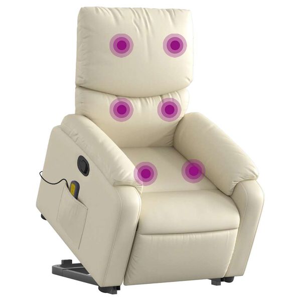 vidaXL Fauteuil inclinable de massage Crème Similicuir