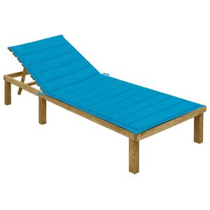 vidaXL Chaise longue avec coussin bleu Bois de pin impr&eacute;gn&eacute;