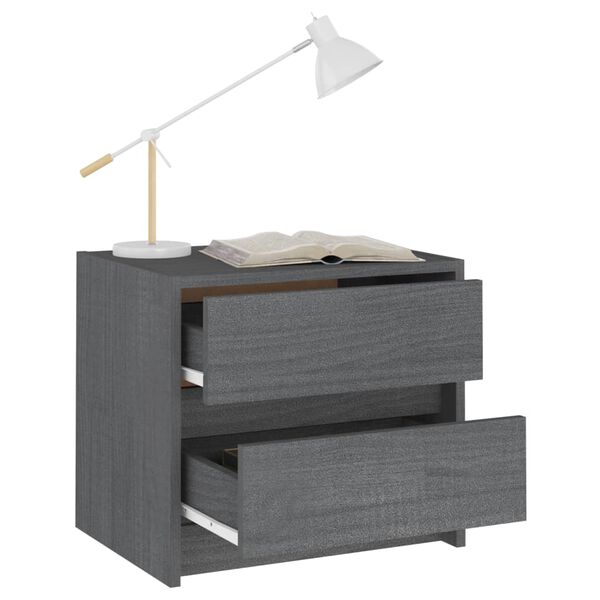 vidaXL Table de chevet Gris 40x30,5x35,5 cm Bois de pin solide