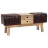 vidaXL banc 110 x 30 x 45 cm Cuir v&eacute;ritable Marron fonc&eacute;