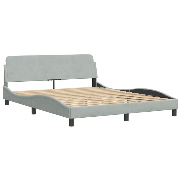 vidaXL Cadre de lit sans matelas gris clair 160x200 cm velours