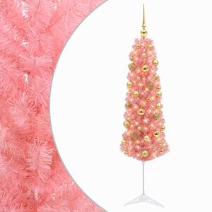 vidaXL Sapin de No&euml;l artificiel &eacute;troit avec boules 150 cm 150 LED