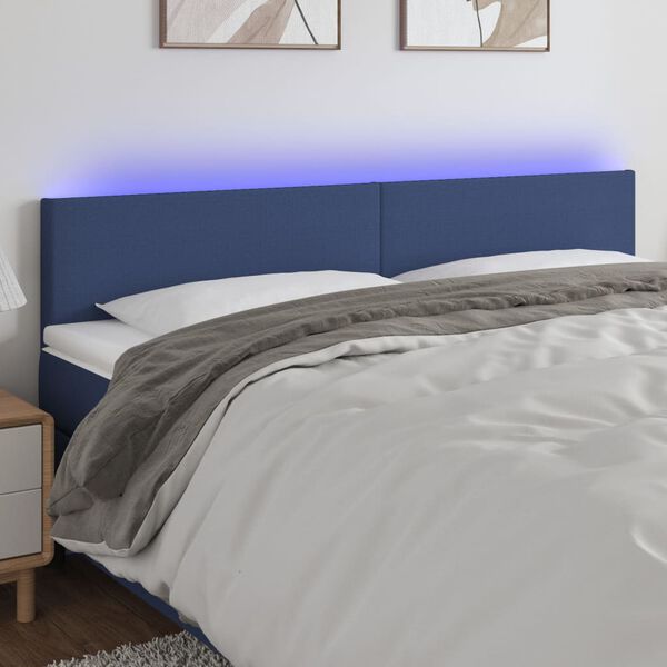 vidaXL T&ecirc;te de lit &agrave; LED Bleu 180x5x78/88 cm Tissu