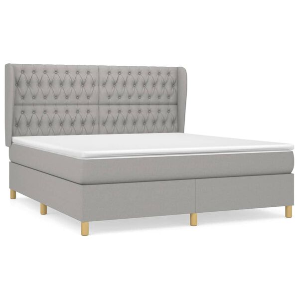 vidaXL Sommier &agrave; lattes de lit avec matelas Gris clair 180x200cm Tissu